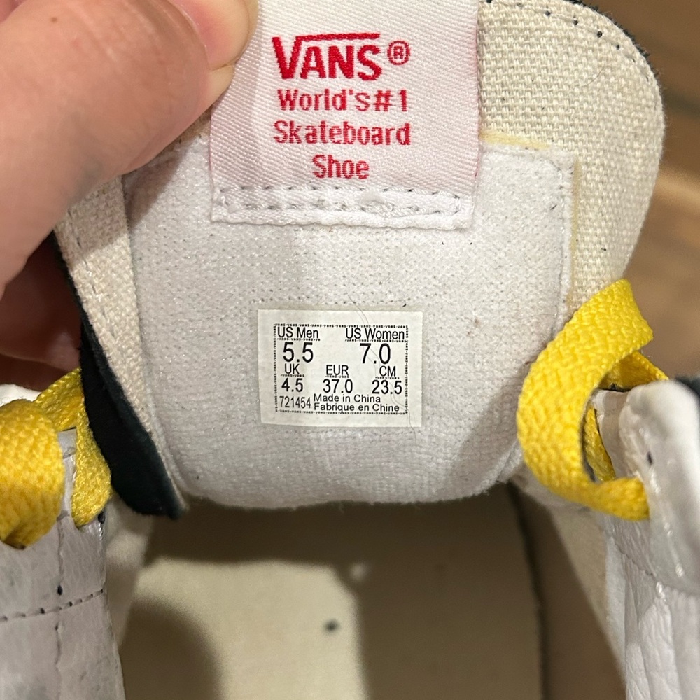 Vans Black and White High-Tops with Yellow Laces - Picture 3 of 3